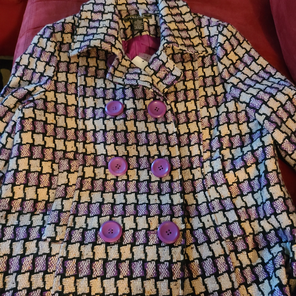Purple and Black Patterned Coat